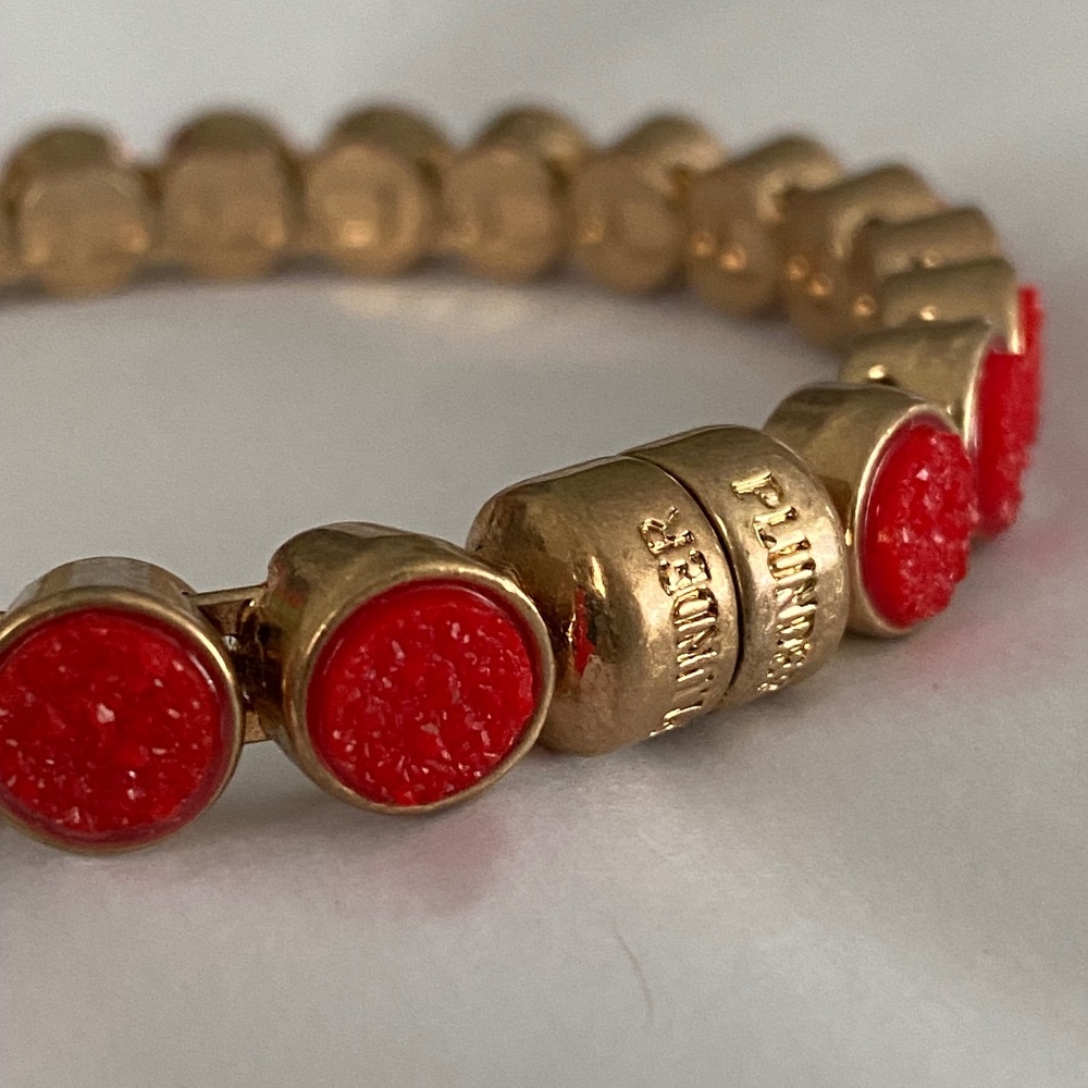 Plunder Red Druzy Magnetic Bracelet Goldtone